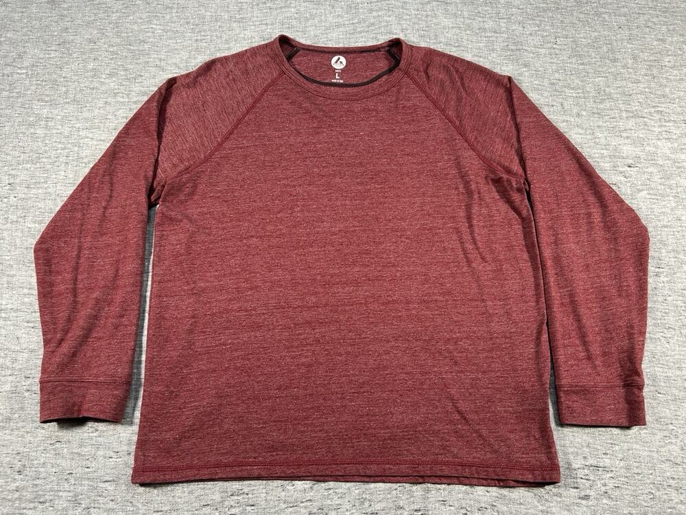 American Giant Shirt Mens Large Red Raglan Long Sleeve Pullover Crew USA Made